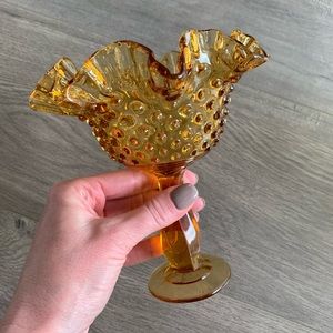 Fenton amber hobnail compote